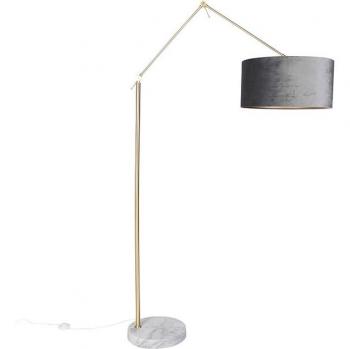 Lampada da terra in velluto grigio con base oro 50 cm