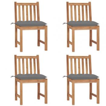 Set di Sedie da Esterno in Teak con Cuscini (4 pz)