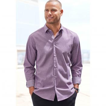 Jacquard-Langarmhemd H.I.S Regular Fit – rundhalsig, lila Aubergine