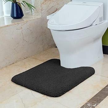 VANZAVANZU Non Slip Toilet Mat Thickened Pedestal Mat for Toilet Absorbent Ultra Soft Bathroom Toilet Rug Fluffy Microfiber Bath Mat, Quick-drying, Machine Washable