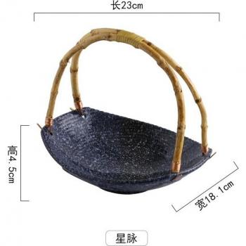 Ceramic Sushi Plate with Bamboo Handle