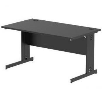 Impulse 1400 x 800mm Straight Office Desk Black Top Black Cable