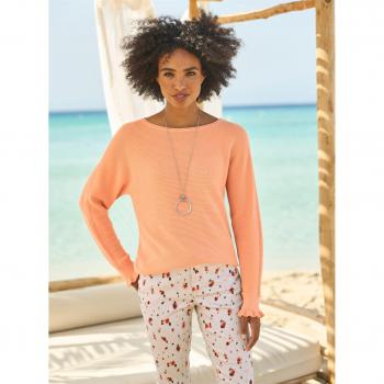 Pull Côtelé en Biais Abricot