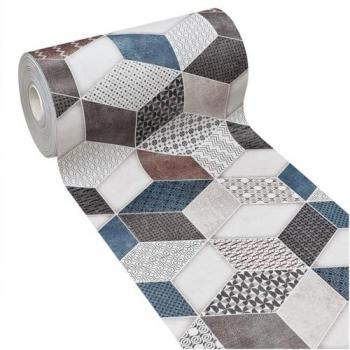 Passatoia Cucina PVC Antimacchia 51x160 cm Design Patchwork 3D Antiscivolo