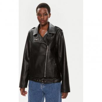 Coney-Style Black Faux Leather Jacket, Size UK 12