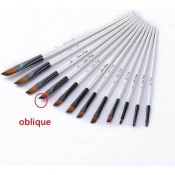 Peak 12‑Piece Premium Flat‑Nylon Hair Brush Set – Wooden Handles for Oil, Acrylic & Watercolor