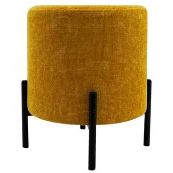 Pouf Sgabello Cerro Giallo Senape, Tessuto Poliestere e Piedi in Acciaio, Dimensioni 43,5x38x38 cm