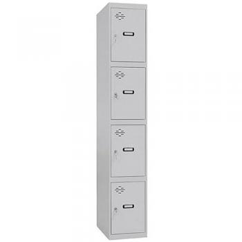Taquilla metálica SimonLocker Profesional 4 puertas con cerradura, respiradero y etiquetero, dimensiones 180 x 50 x 30 cm, color gris