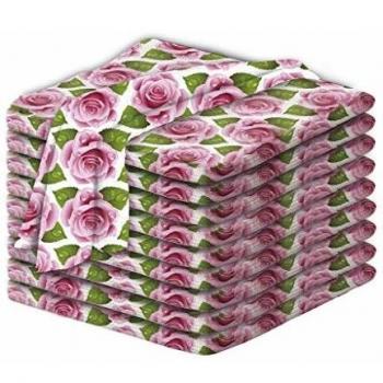 Pack de 10 torchons microfibre à fleurs imprimées