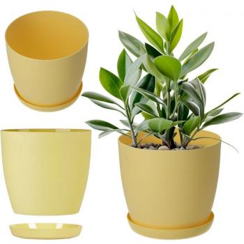 Pot d’ornement en plastique à la finition matte, 30 cm, jaune