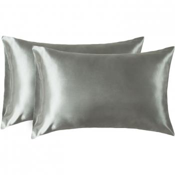 Bedsure Satin Pillowcase Set for Hair and Skin, Easy to Wash, Standard Size, Dark Grey