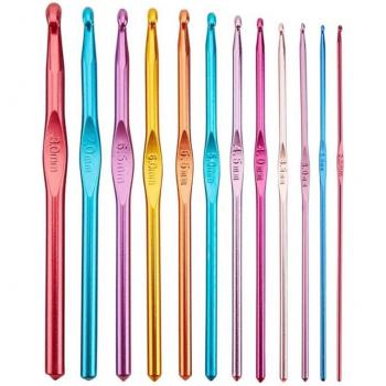 Aiguilles de tricot en aluminium coloré, 12 pièces, 2.0-8.0MM