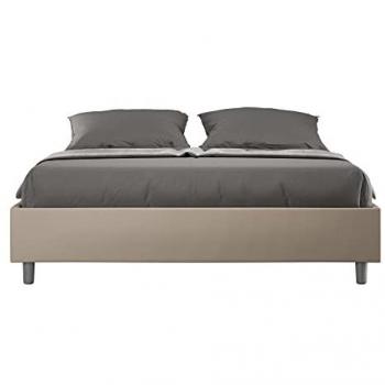 Letto Imbottito Sommier 160x190 in similpelle Azelia (Tortora)