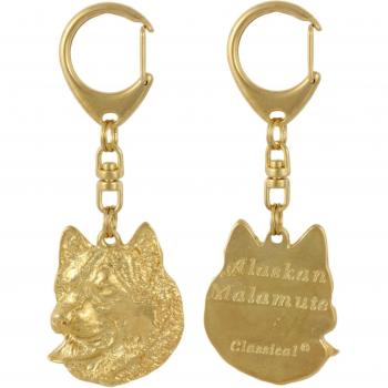 Gilded Key Ring Alaskan Malamute – Elegancia en Oro Art‑Dog