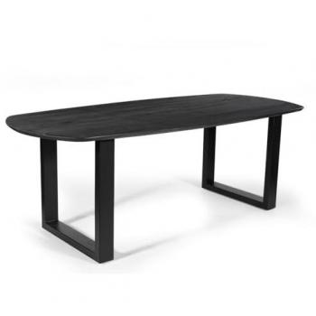 Mesa de Comedor Ovalada Negra para 8 Personas