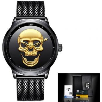 LIGE Men's Skull Business Watch