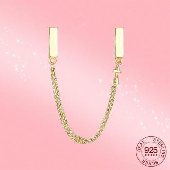 S925 Silber Charme Kette mit Metall Schnalle