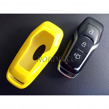 HIGH GLOSS HARD SHELL 2015 2016 2017 FORD 3 BUTTON SMART KEYLESS FOB REMOTE PROTECTOR COVER FOR FORD MUSTANG 5.0 GT MONDEO FUSION GALAXY (YELLOW)