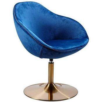 Wohnling Drehstuhl SIRAN Samt Blau/Gold 70x79x70 cm