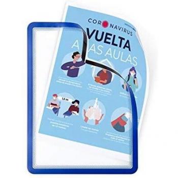Marco Porta Anuncios Tarifold Magneto Din A4 con 4 Bandas Magneticas en el Dorso Color Azul Pack de