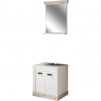 HOME AFFAIRE Badmöbel-Set „Florenz“ – 2‑teilig, Pinienholz weiß