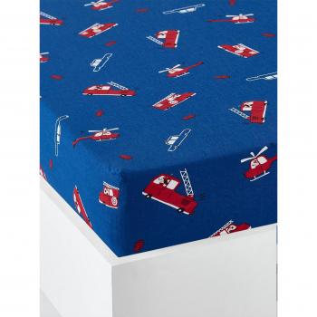 VERTBAUDET Drap-housse Petit Pompier en bleu