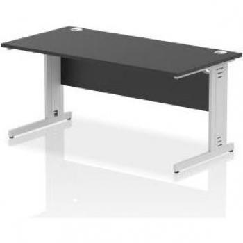 Impulse Bench Black Series 1600 x 800mm Straight Office Desk Black Top Silver Ca