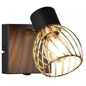 Faretto Ardon metallo nero gabbia dorata E14 max 10W