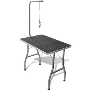 Pet Grooming Table, Engineered Wood & Rubber – Portable Black