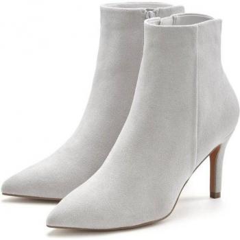 Feminin und vegan: Lascana High-Heel-Stiefelette, Gr. 37, hellgrau
