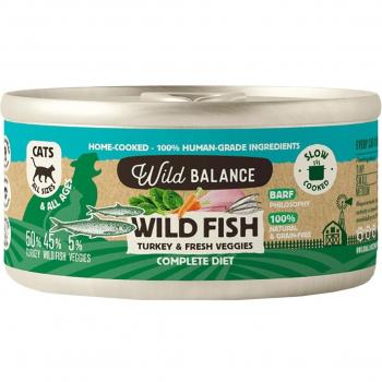 Lata de Pescado y Pavo BARF para gatos Wild Balance 120 g