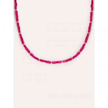 Collar de Piedras Naturales Fucsias y Dots en Oro