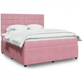 Rosa Samt Boxspringbett 180x200 cm mit Matratze von vidaXL
