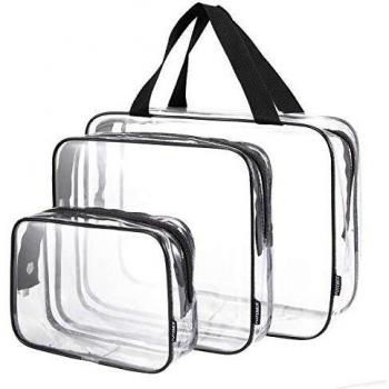Clear Plastic Makeup Organizer Bag with Brush Section
