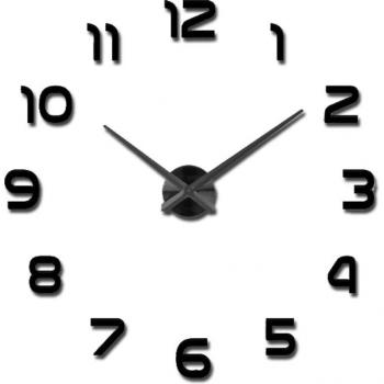 Horloge murale silencieuse 3D DIY en miroir acrylique avec grands nombres