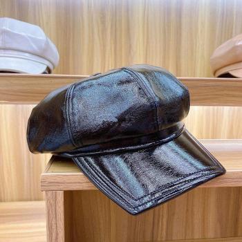 Chapeau de loisirs en faux cuir PU, bord carré, idéal pour tous