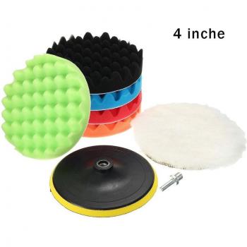 Set de Esponjas de Pulido para Coche con 7 Almohadillas y Adaptador