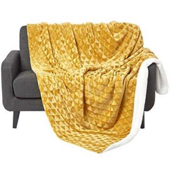 Plaid Sherpa Jaune Doré, 200 x 230 cm
