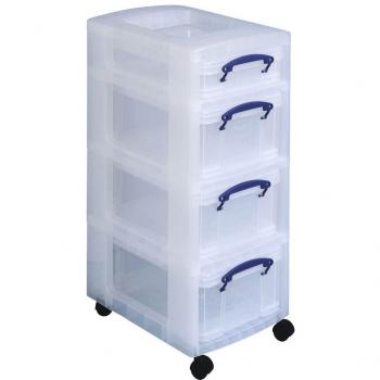 REALLYUSEFULBOX Turm mit Rollen – 4 l + 3 × 9 l