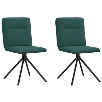 Ensemble de deux chaises de cuisine en tissu vert foncé – vitaXL