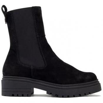 Botines de piel negros con elásticos para mujer