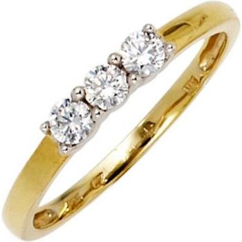 Damen-Goldring 333 – Bicolor Gelbgold/Weißgold mit 3 Zirkonia, 54 Größe