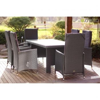 Rom Essgruppe von Essella – Polyrattan in Grau, verstellbar