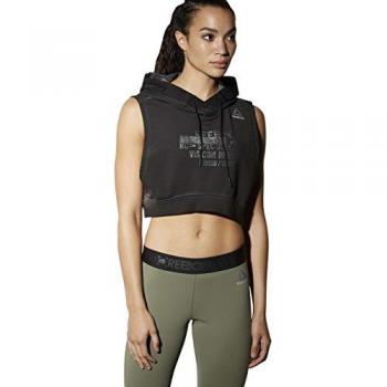 Reebok Combat Glory Slimline XL Black Sleeveless Cropped Hoody