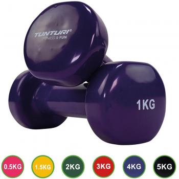 1 kg Lilac Vinyl Dumbbells by Tunturi (Set)