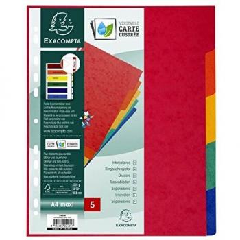A4 5-Part Card Dividers 225gsm Pack of 25