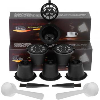 PurePour Nespresso Refillable Pods – 6 Units + Spoons & Brush