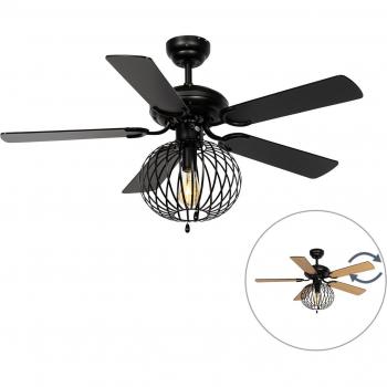 Black and Wood Mistral Johanna Ceiling Fan