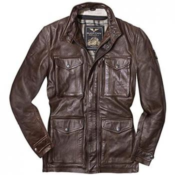 Black Café London Classic Chaqueta de Cuero Marrón para Motociclista T. 50