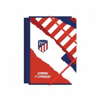 Carpeta Atlético de Madrid Coraje y Corazón A5 con 3 Solapas y Goma Elástica